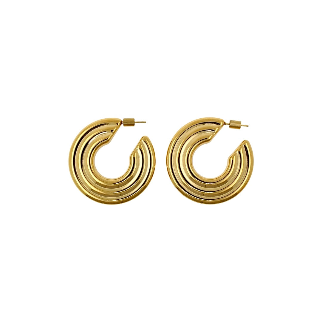 PENDIENTES ESPIRAL ACERO ORO