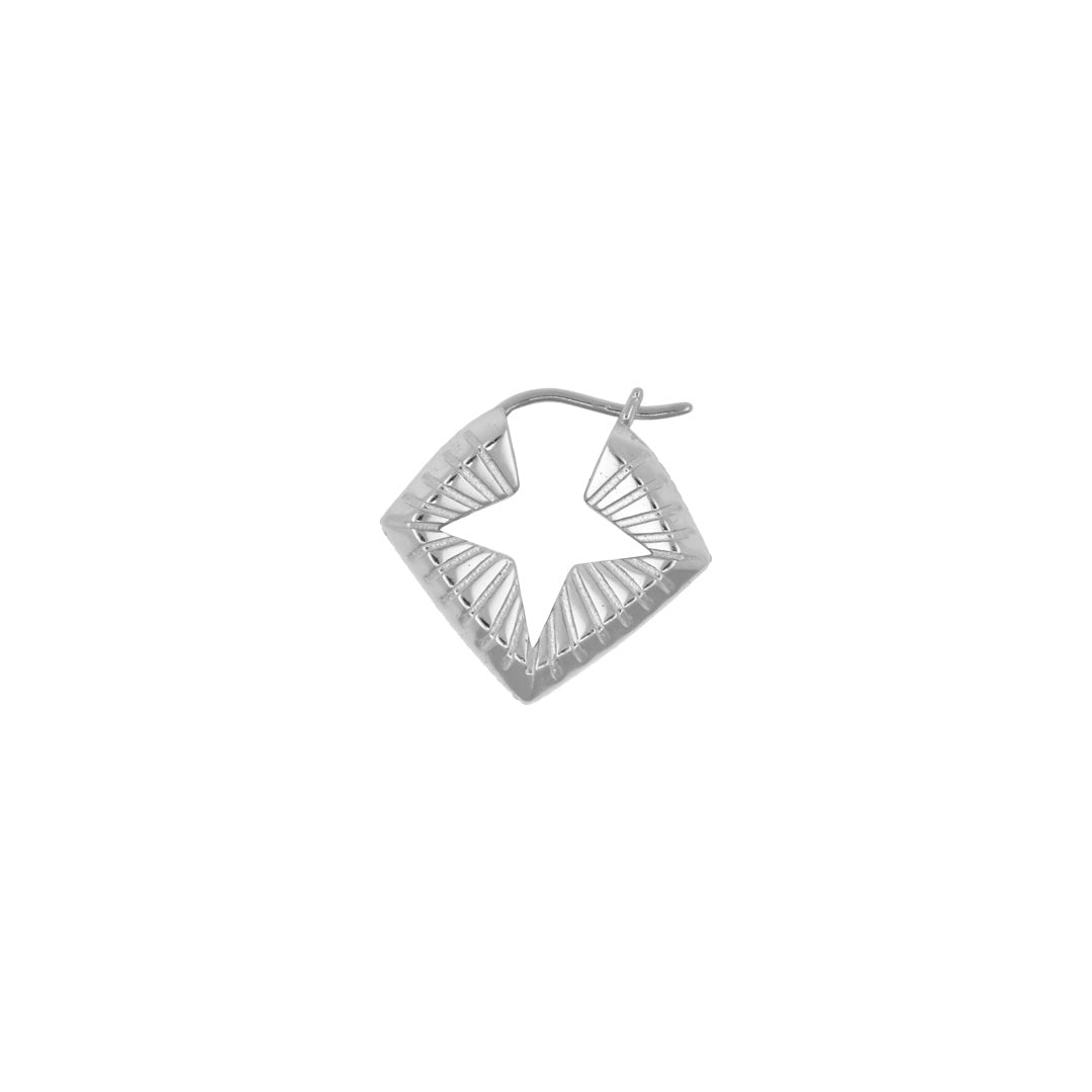 SILVER STARTS HOOP EARRING