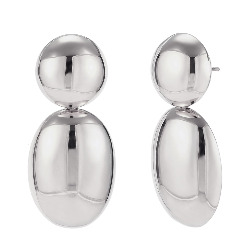 PENDIENTES GLOBO ACERO PLATA