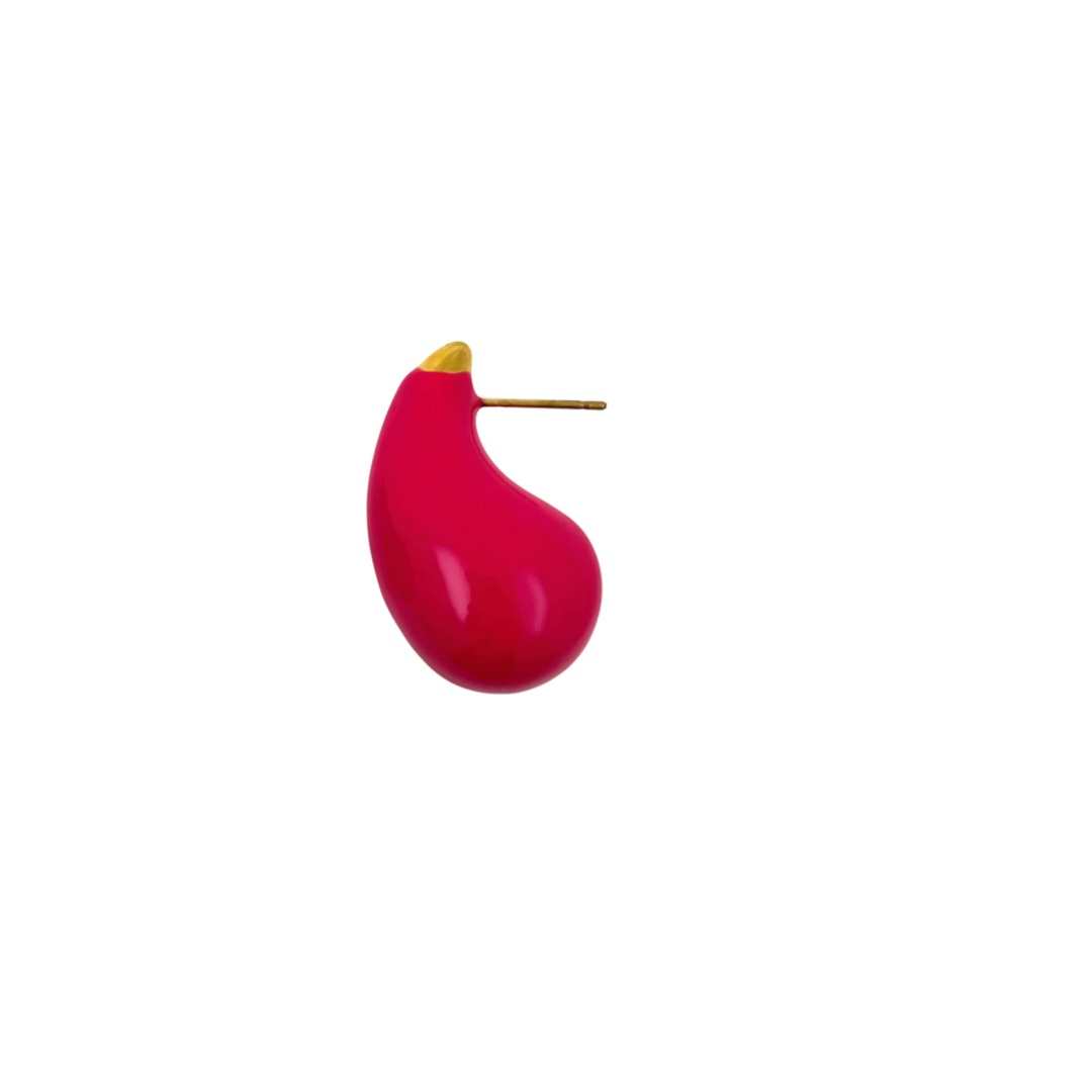 PENDIENTE PERA FUCSIA ACERO
