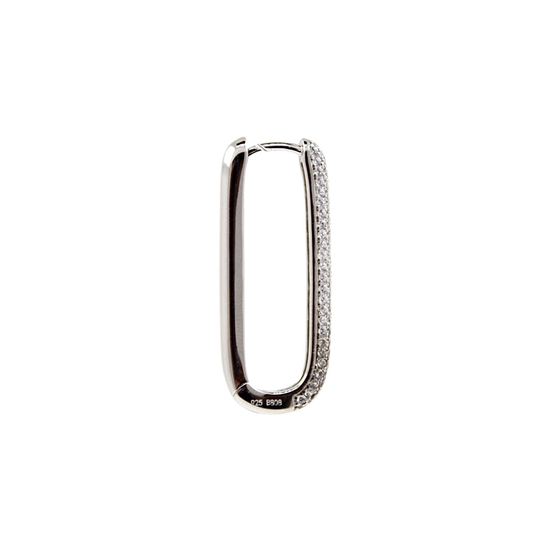 PENDIENTE HOOP RECTANGULAR 30MM PLATA