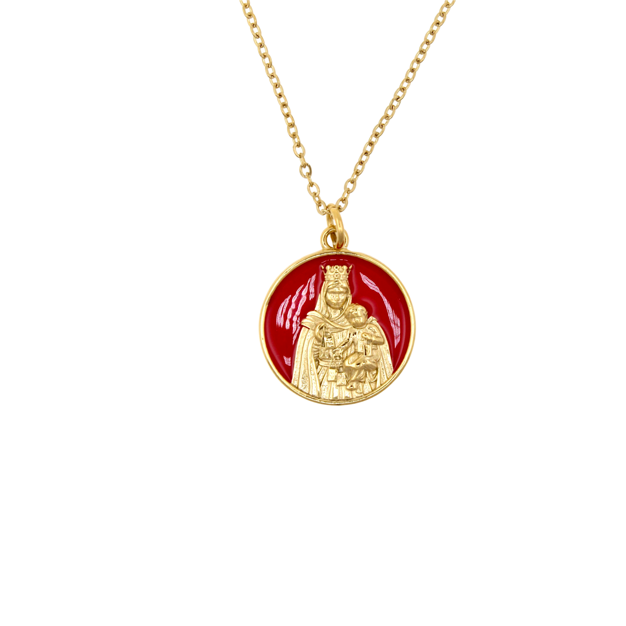 COLGANTE VIRGEN DEL CARMEN ENAMEL ROJO