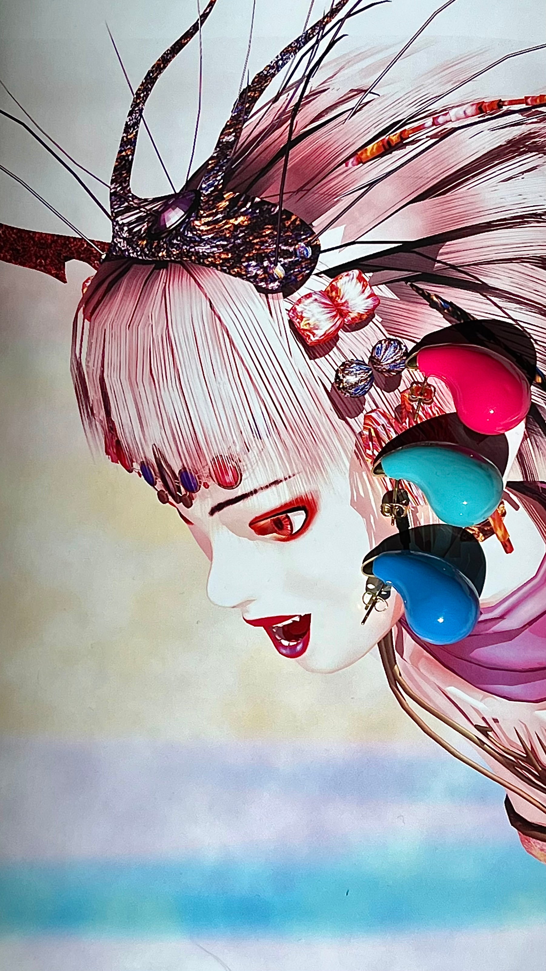 FUCHSIA STEEL PEAR EARRING