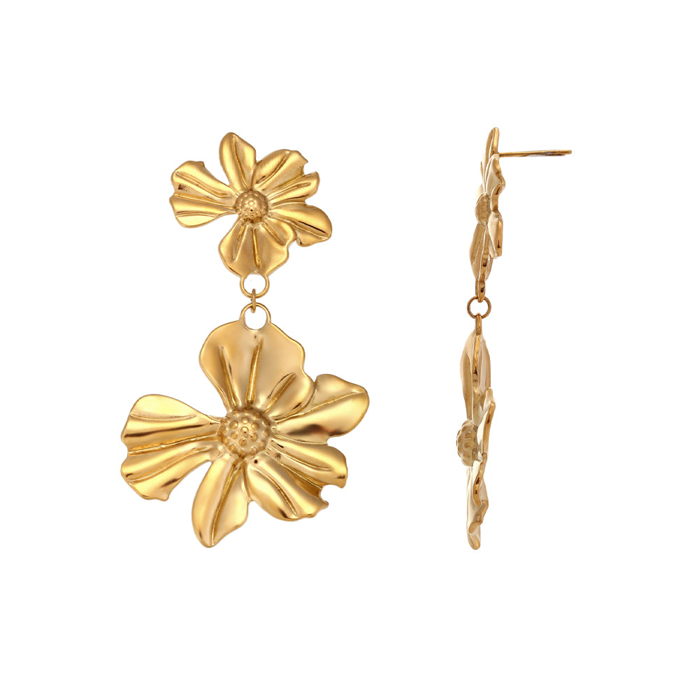 PENDIENTES FLORAL ACERO
