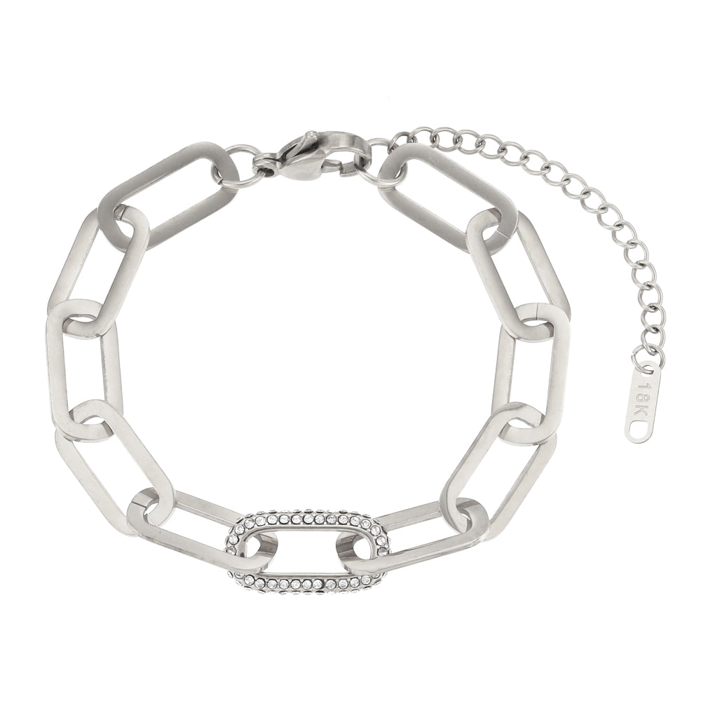PULSERA PAPERCLIP GLAM PLATA