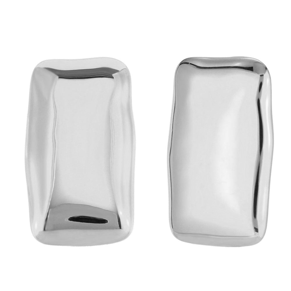 PENDIENTES RECTANGLE STONE ACERO PLATA