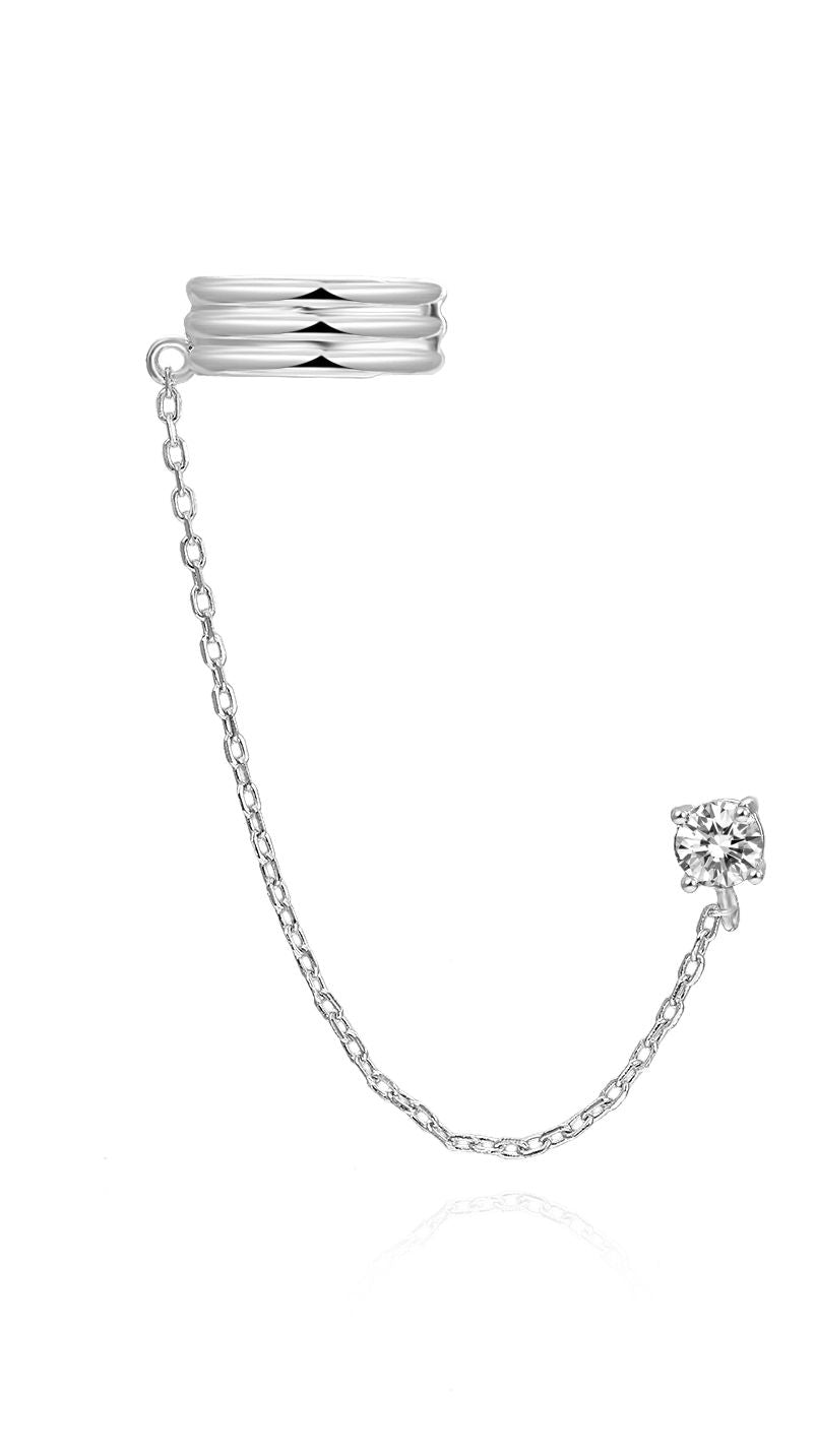 PENDIENTE CUFF DIAMOND PLATA