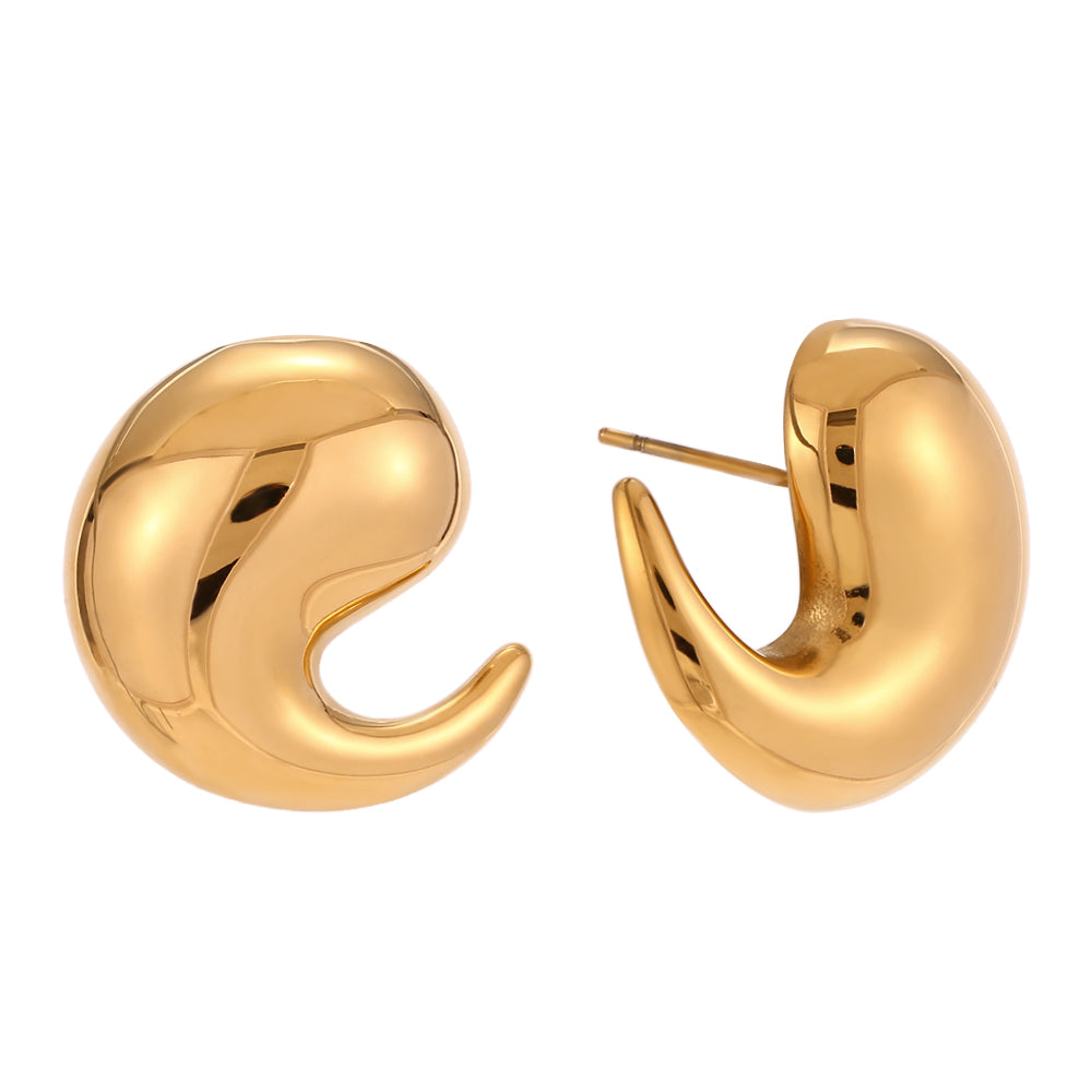 PENDIENTE PERA TWIST ORO ACERO