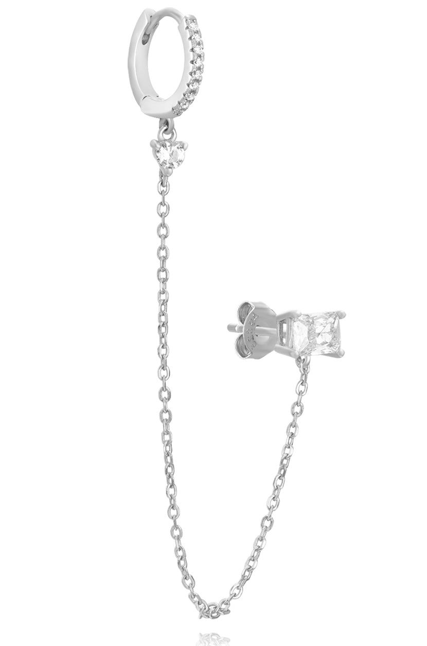 DOBLE PENDIENTE CHAIN DIAMOND PLATA