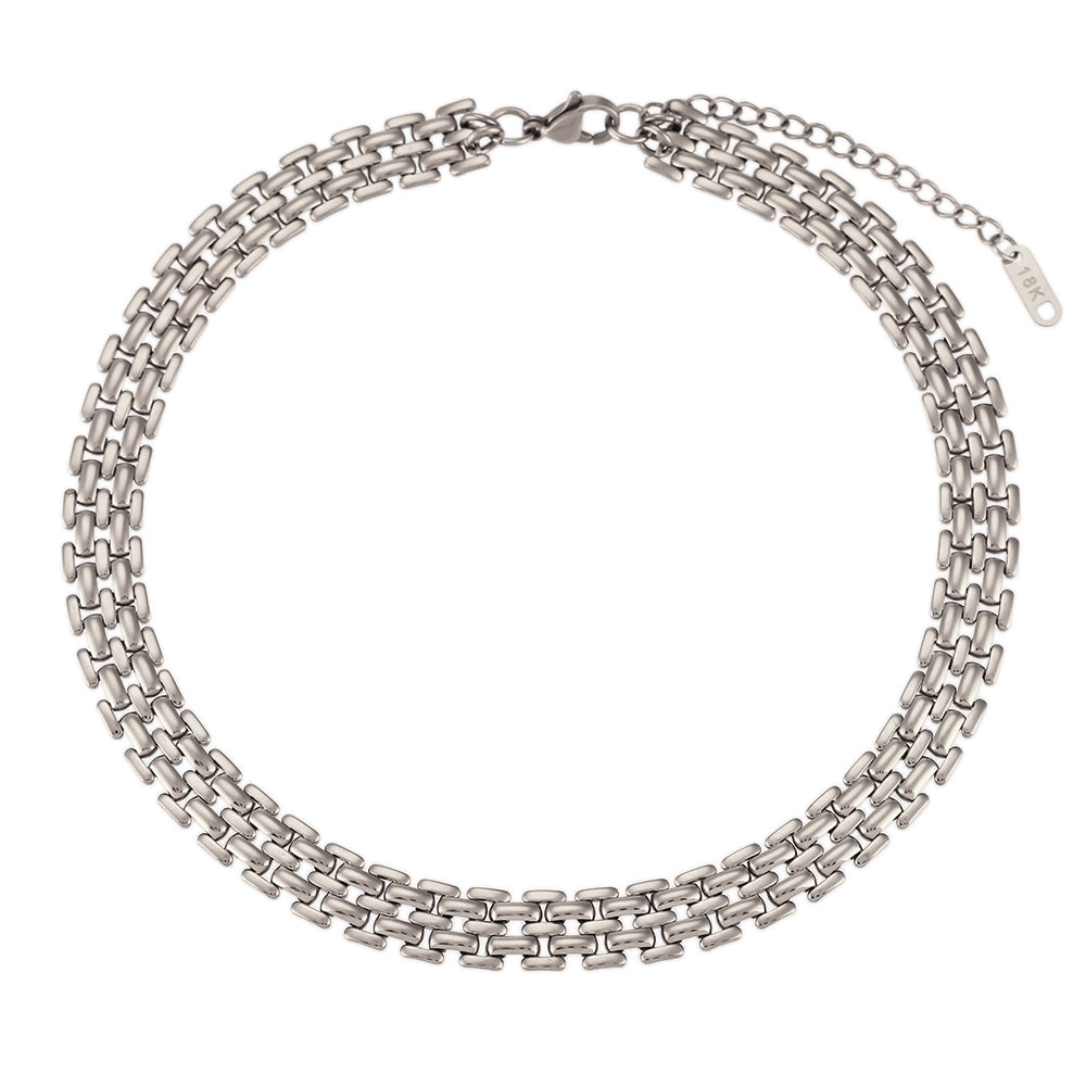 CHOKER STACKER ACERO PLATA