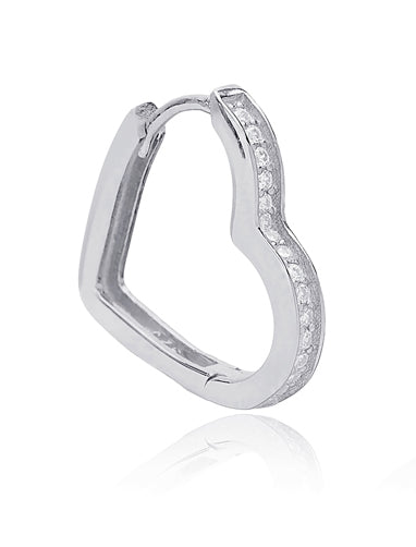 PENDIENTE HOOP CORAZÓN PLATA