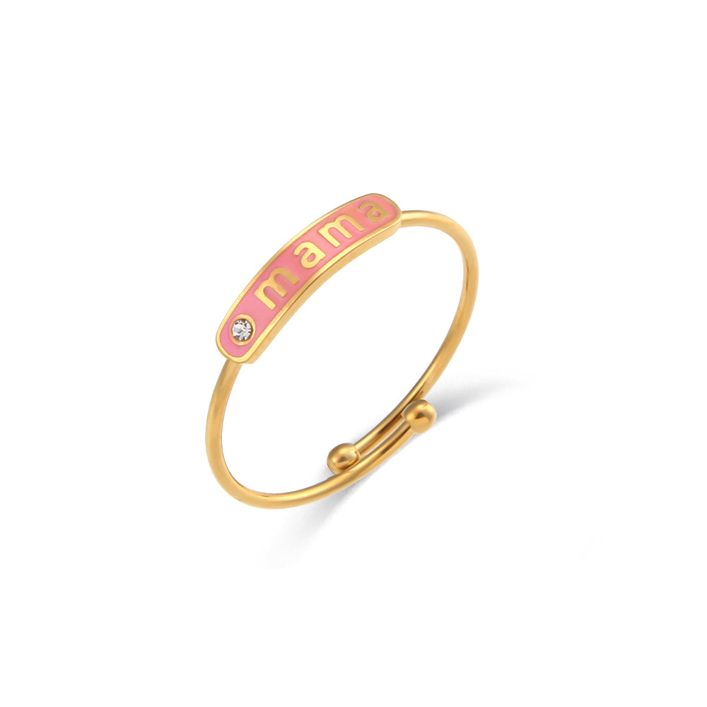 ANILLO MAMÁ ACERO ROSA