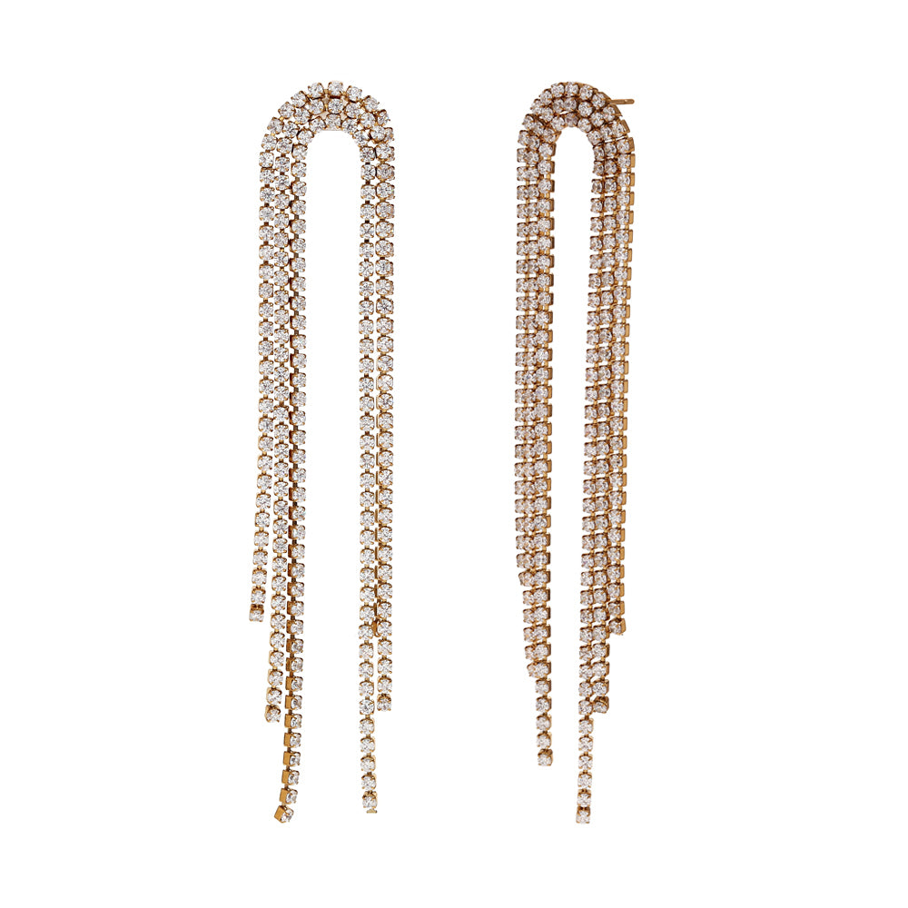 Pendientes Crystal Waterfall Acero Oro