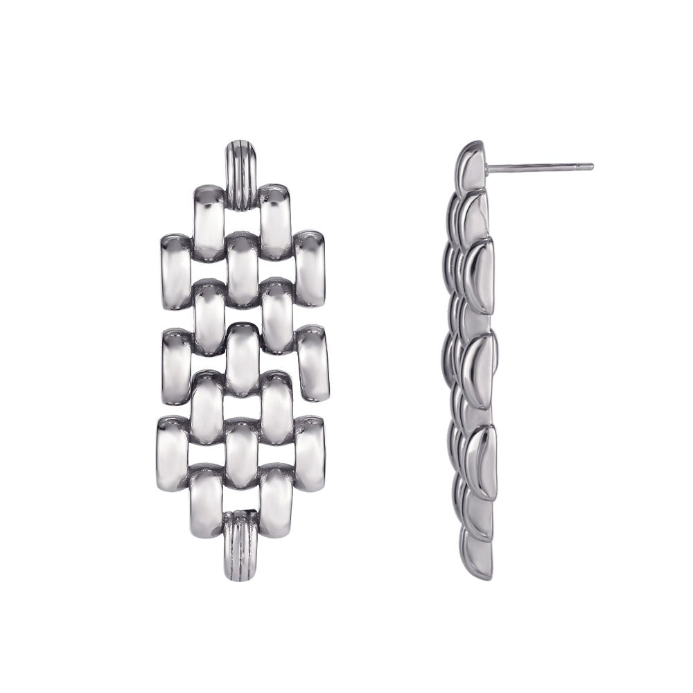 PENDIENTES STACKER ACERO PLATA
