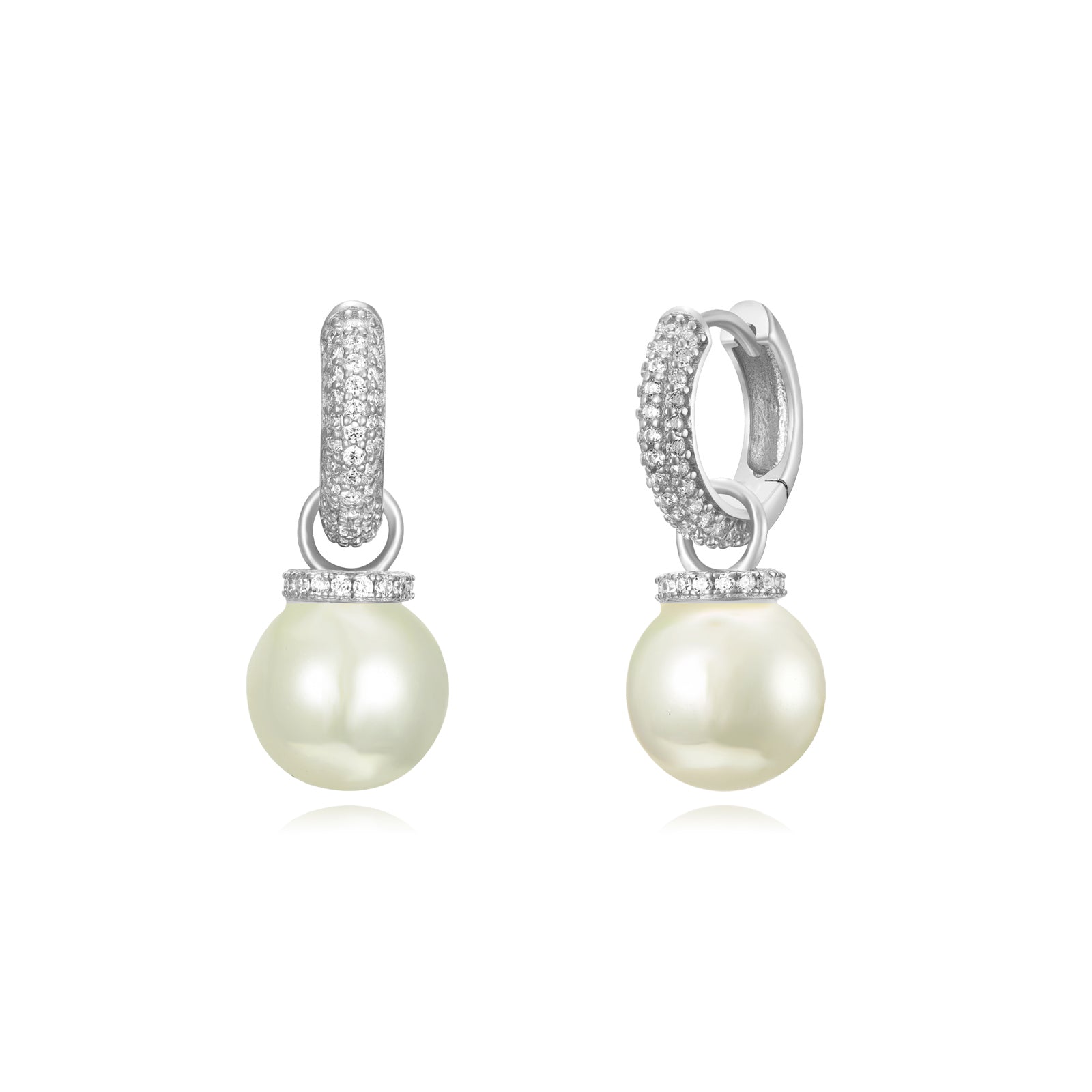 PENDIENTES BRILLO PERLA PLATA