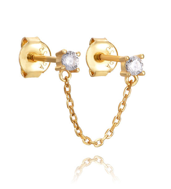 PENDIENTE DOUBLE SPARKLE ORO