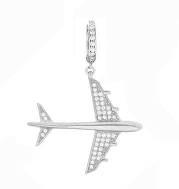 PENDIENTE AVIÓN PLATA