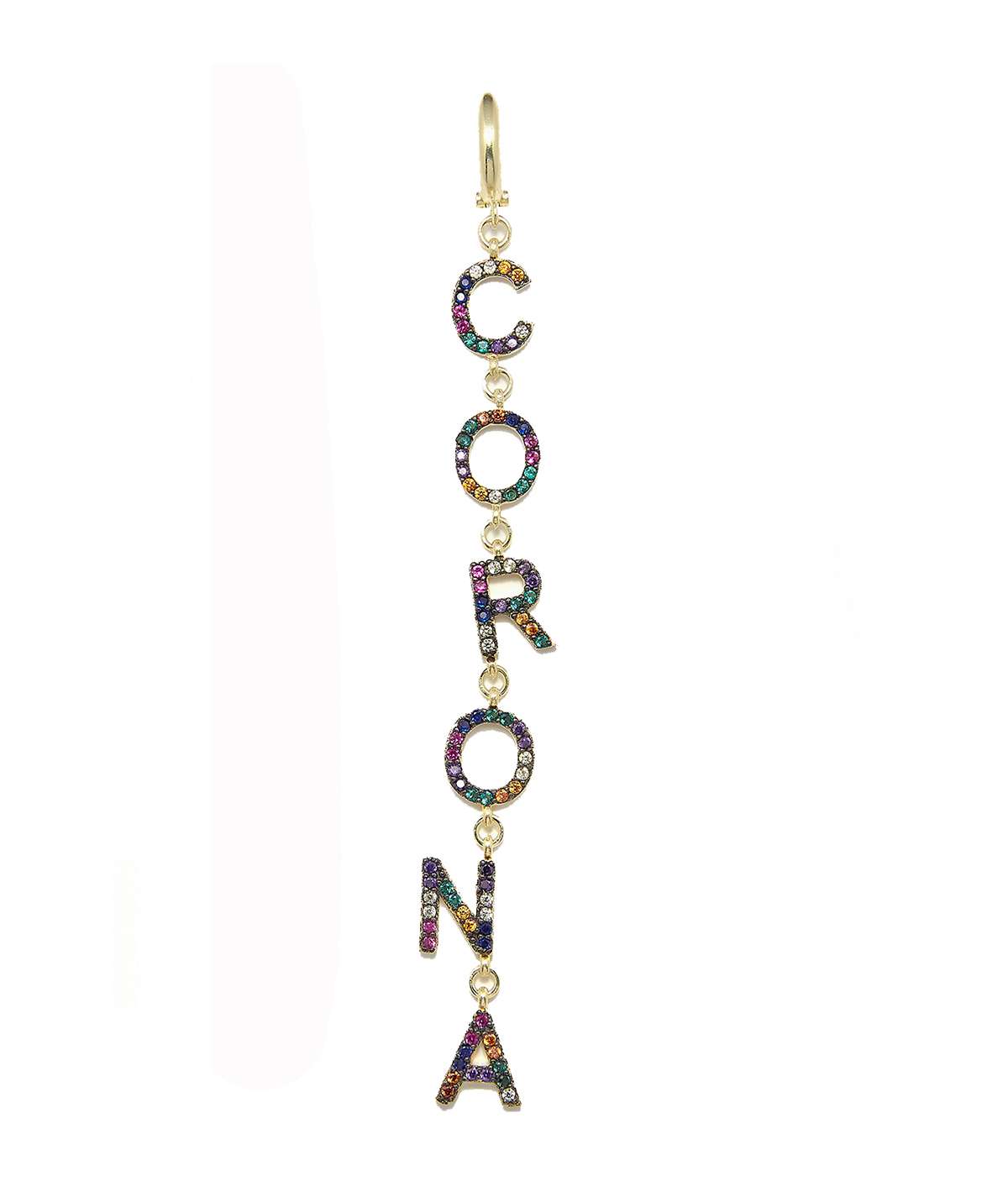 PENDIENTE CORONA RAINBOW ORO
