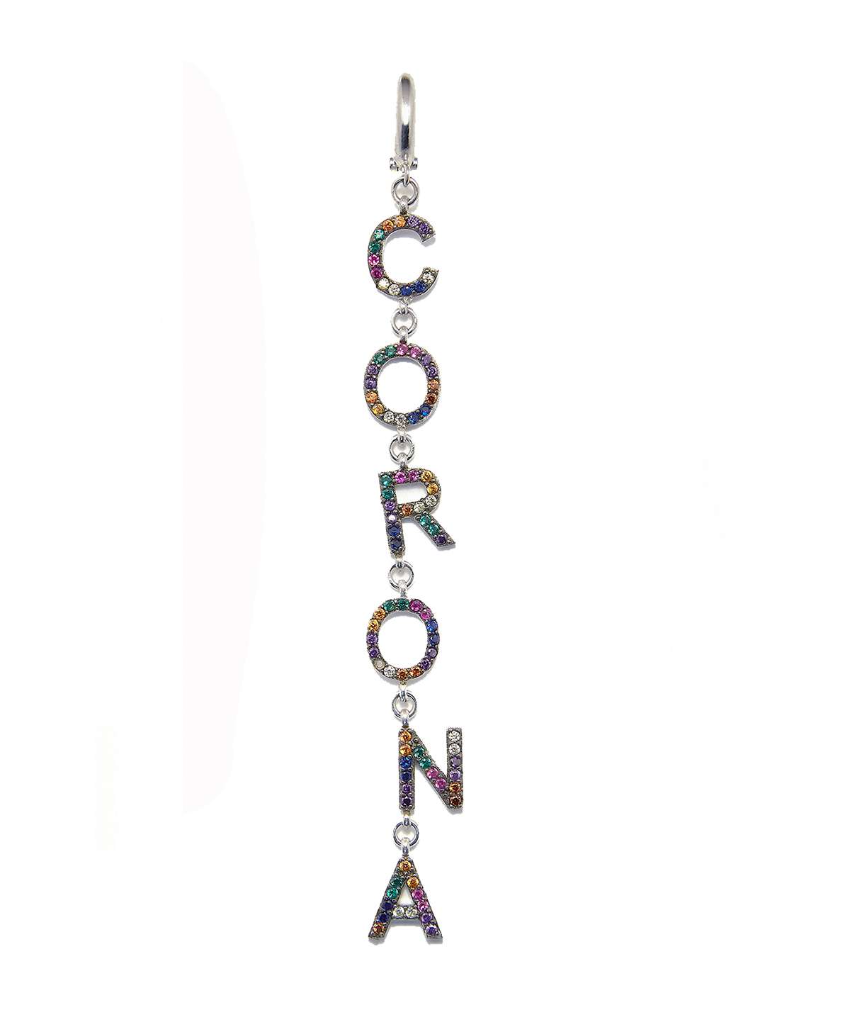 PENDIENTE CORONA RAINBOW PLATA