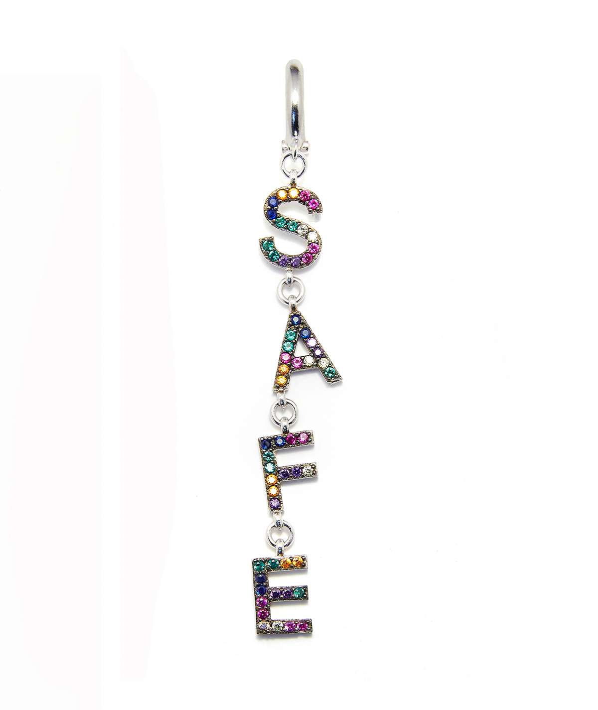 PENDIENTE SAFE RAINBOW PLATA