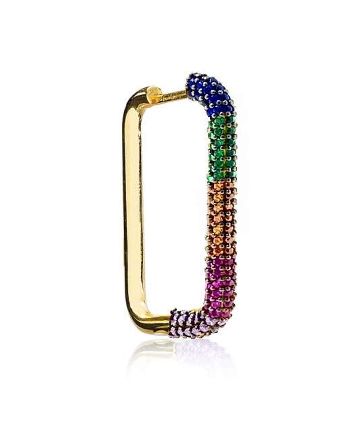 PENDIENTE BIG SQUARE RAINBOW ORO