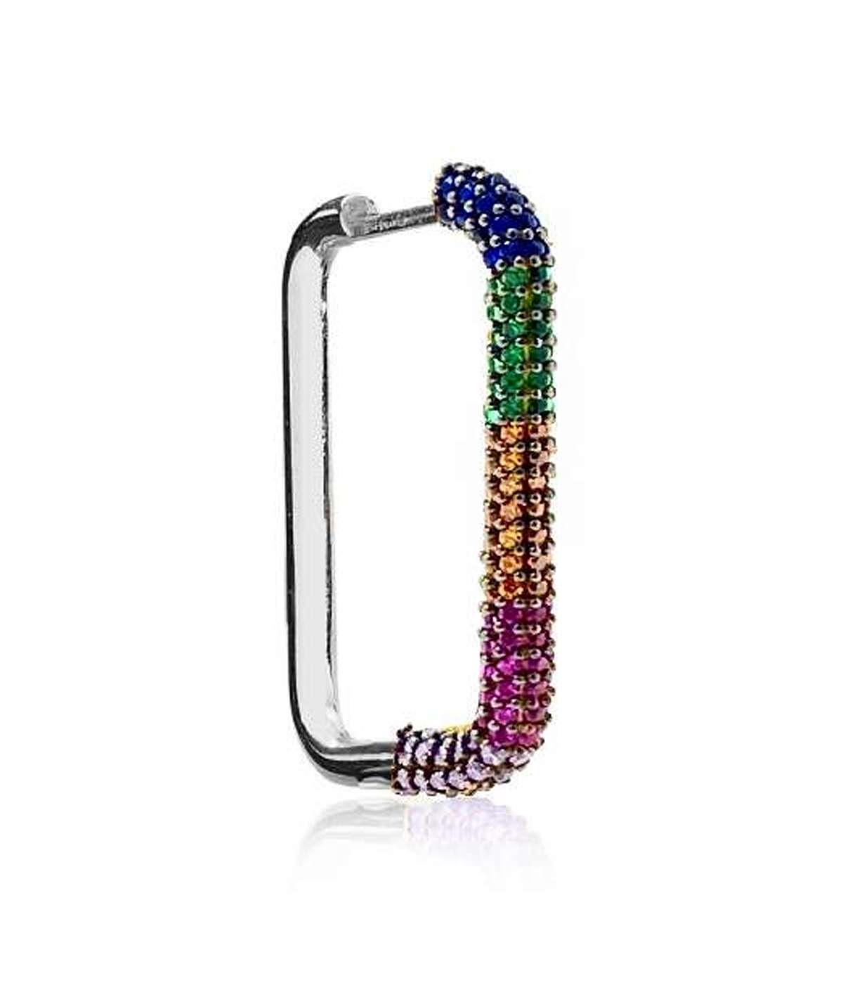 PENDIENTE BIG SQUARE RAINBOW PLATA