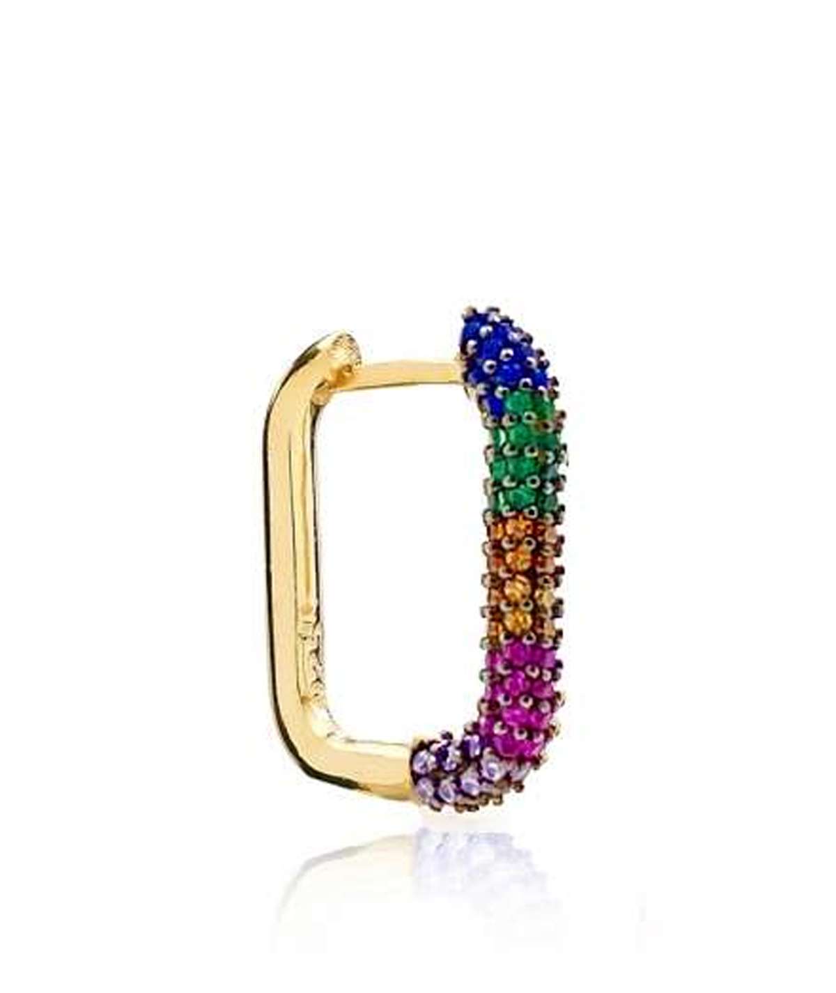 PENDIENTE SMALL SQUARE RAINBOW ORO