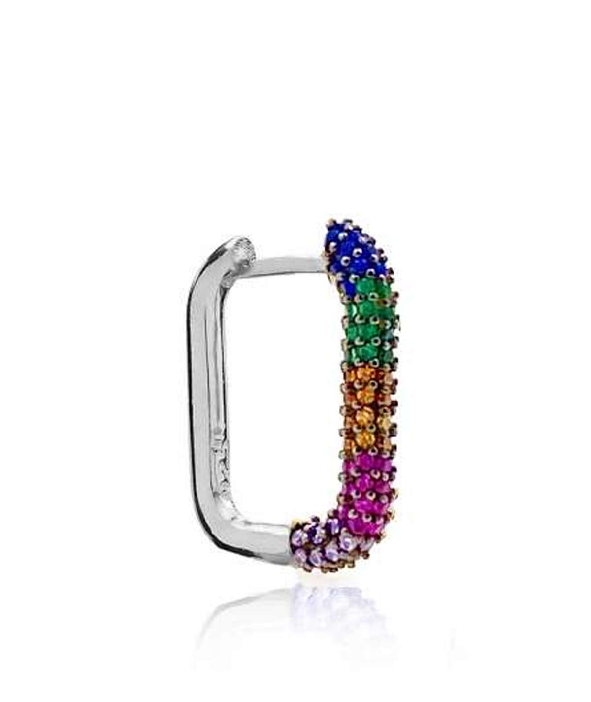 PENDIENTE SMALL SQUARE RAINBOW PLATA