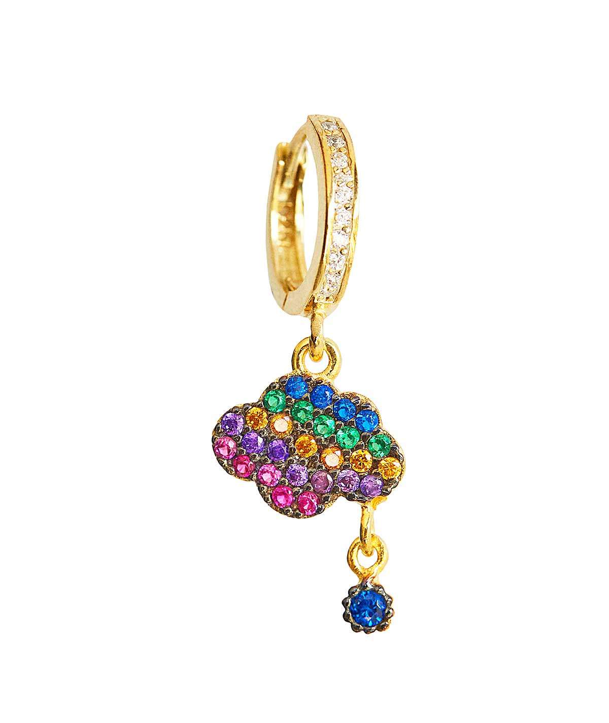 PENDIENTE NUBE RAINBOW ORO