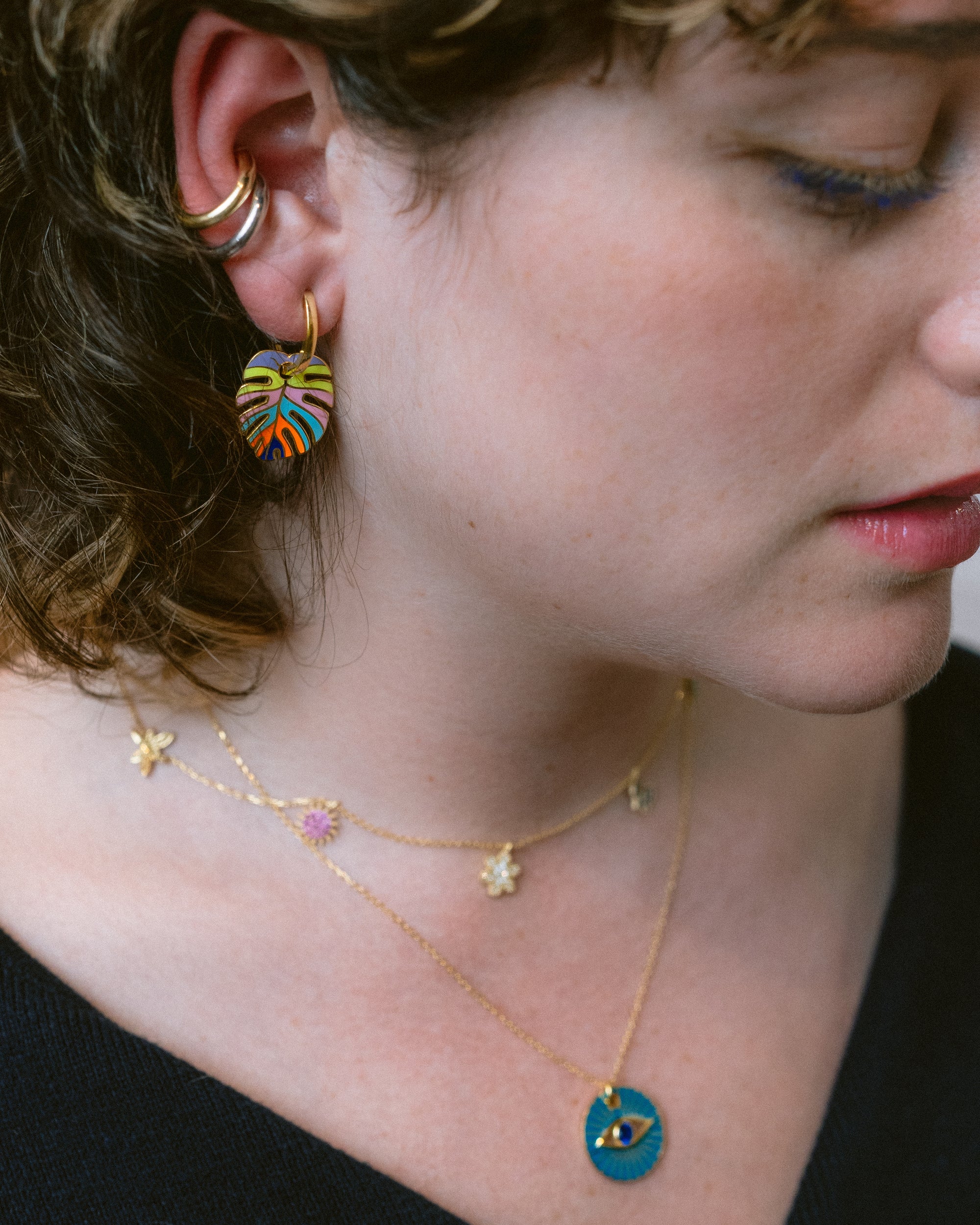 GOLD PASTEL LEAF EARRING