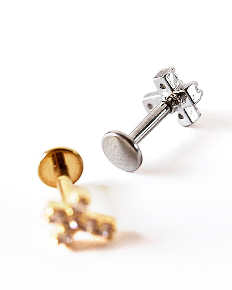 PIERCING CRUZ CIRCONITAS ORO