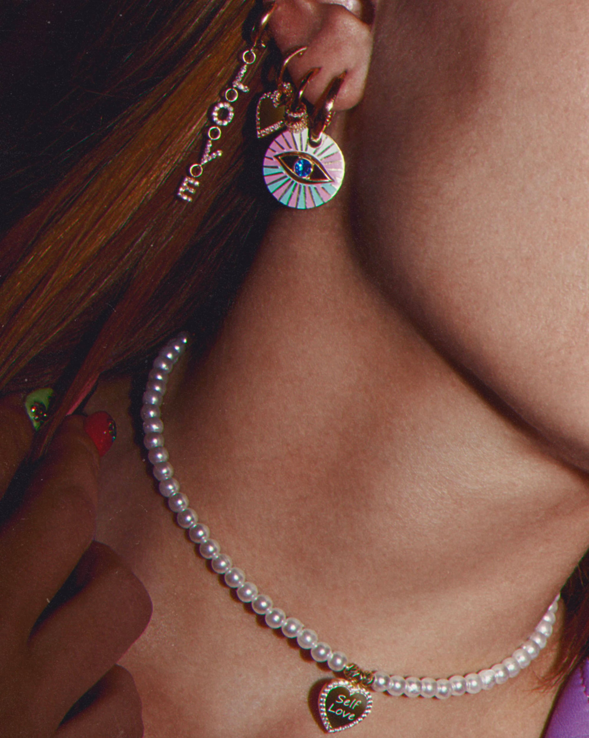 PENDIENTE HIGH VIBE ROSA PLATA
