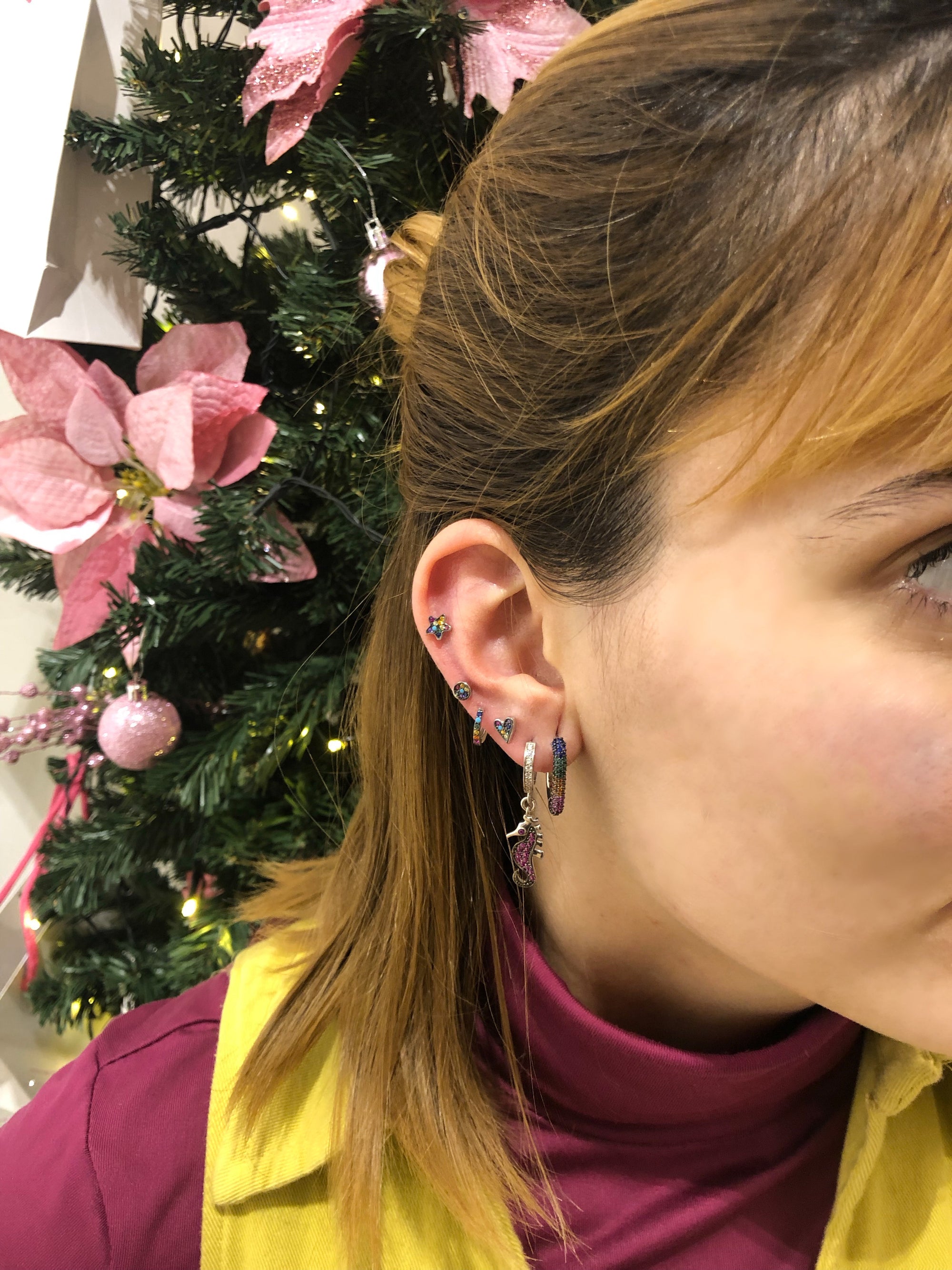 PIERCING RAINBOW DOT PLATA lo
