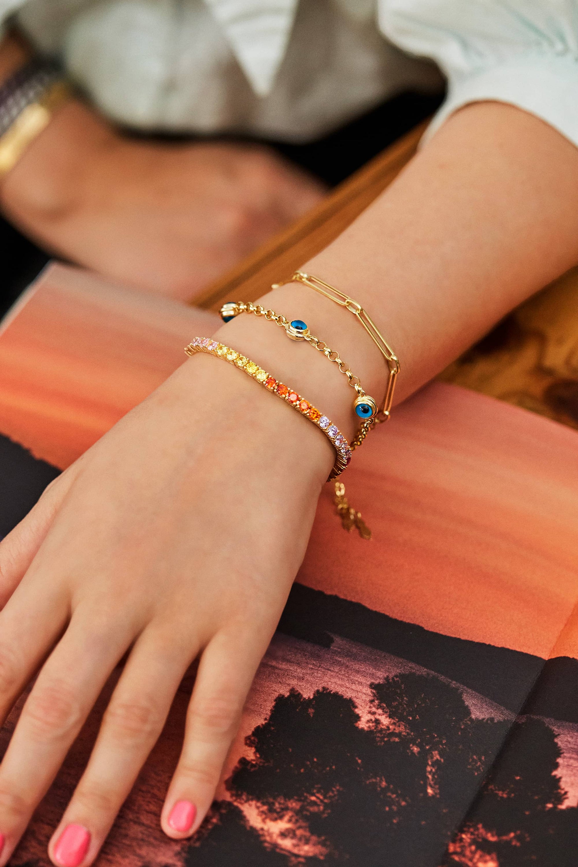 PULSERA CADENA EVIL EYES ORO