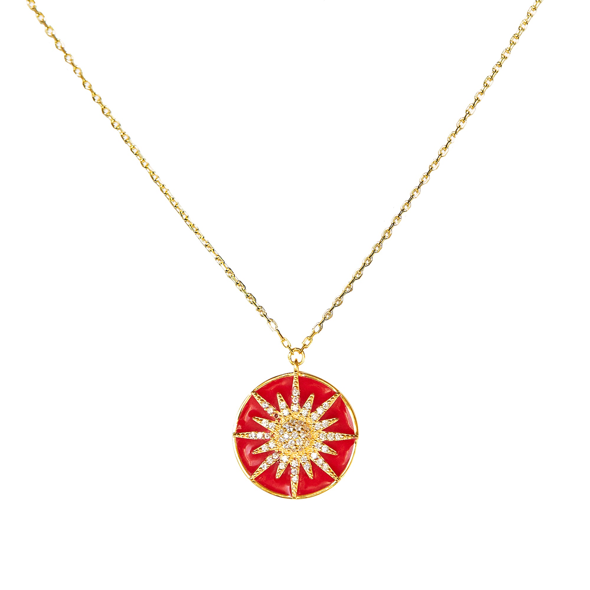 COLGANTE SOL ROJO ORO