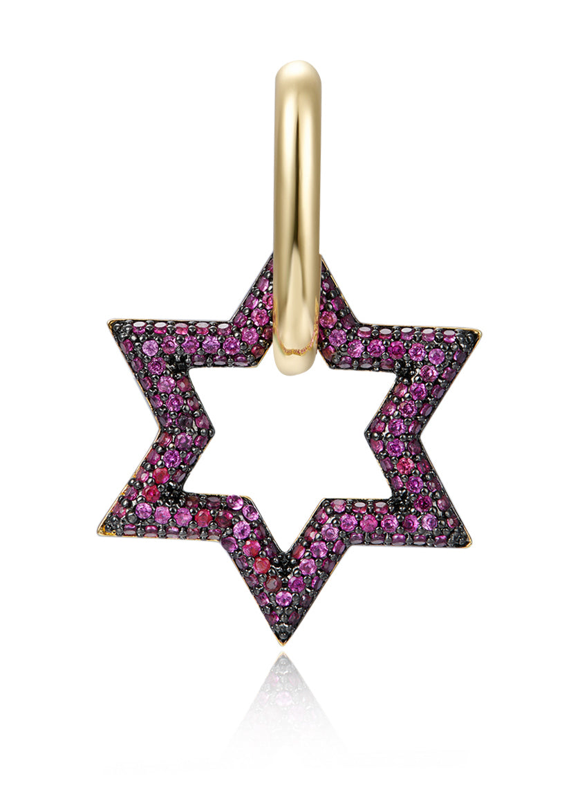 PENDIENTE GLITTER STAR FUCSIA ORO