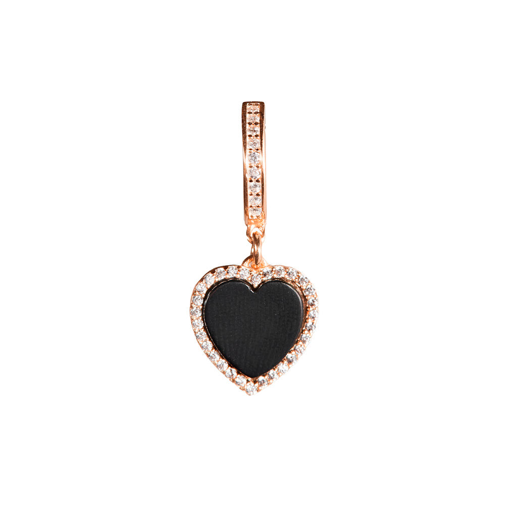 PENDIENTE CORAZÓN NEGRO ROSA