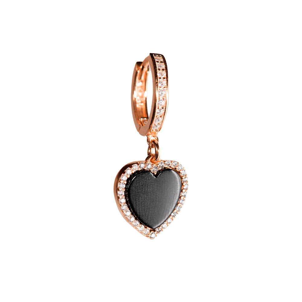 PENDIENTE CORAZÓN NEGRO ROSA