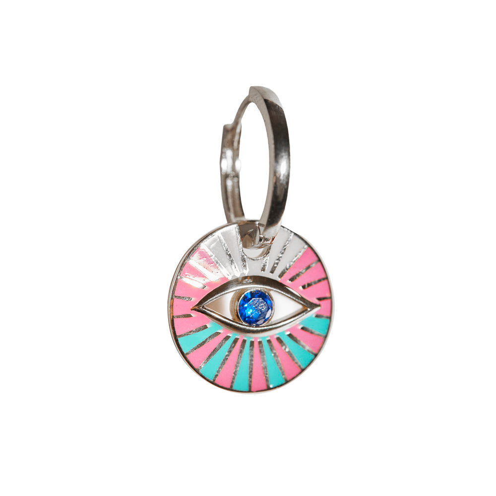 PENDIENTE HIGH VIBE ROSA PLATA