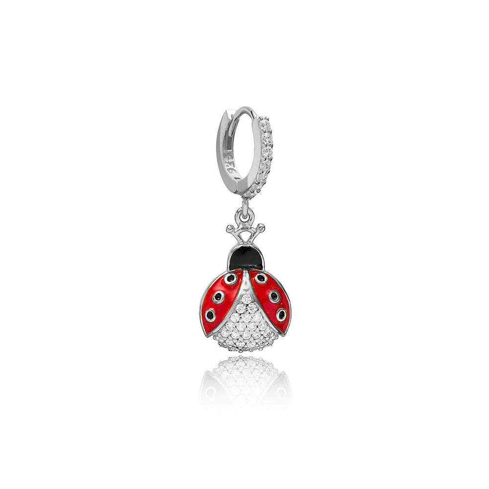 PENDIENTE MARIQUITA ROJA PLATA