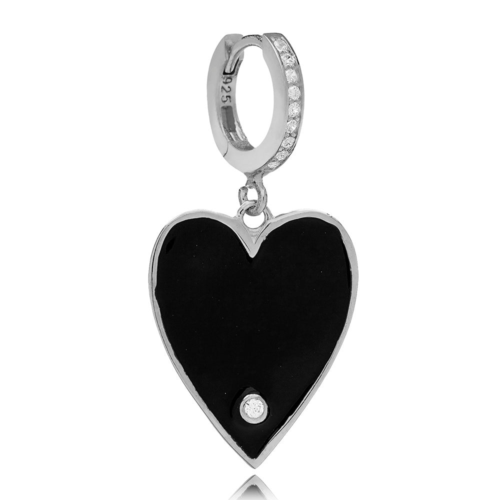 PENDIENTE TRUE LOVE NEGRO PLATA