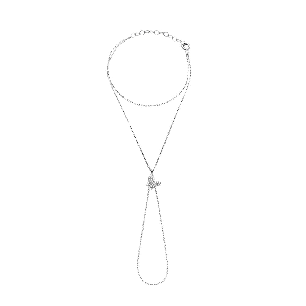 PULSERA-ANILLO BUTTERFLY PLATA